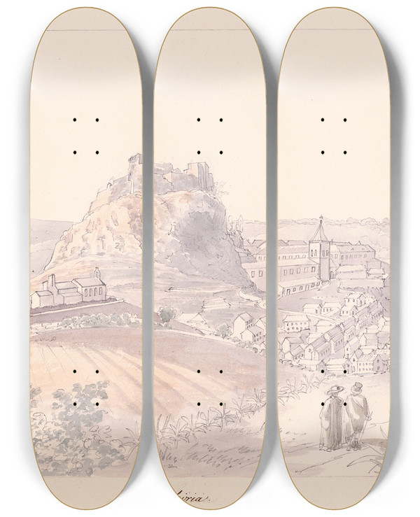 Triptych art skateboard deck of Charles Hamilton Smith Levria by Charles Hamilton Smith (1776-1859)