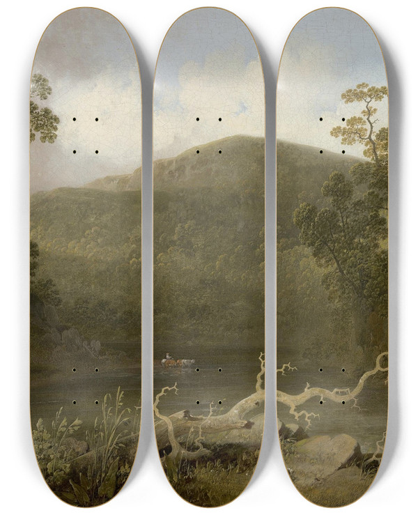Triptych art skateboard deck of Joshua H Shaw Virginia Landscape by Joshua Shaw