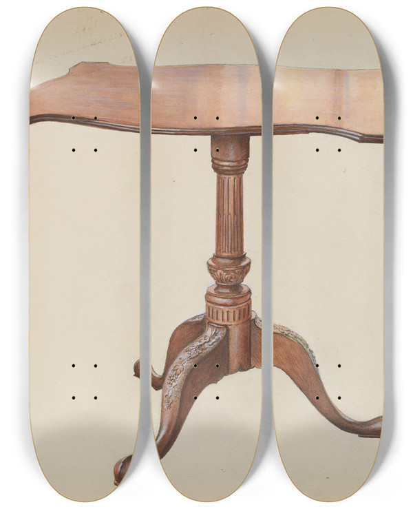 Triptych art skateboard deck of Henry Moore Side Table by Henry Moore (1831-1895)