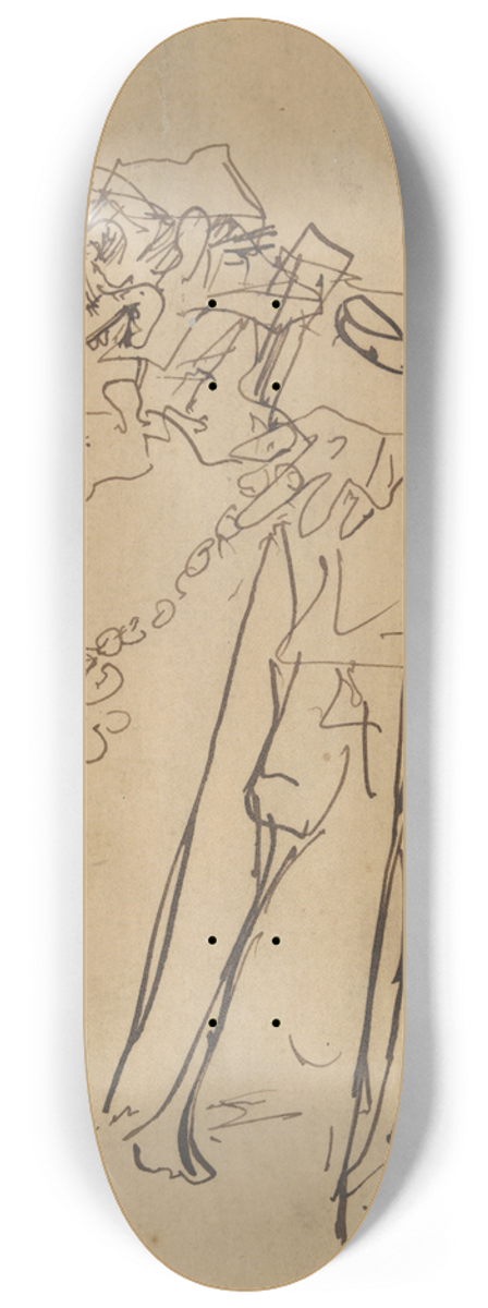 Henri de Toulouse-Lautrec - Caricature of a soldier holding adecoration 8.25 inch art skate deck