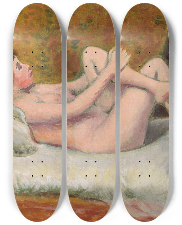 Triptych art skateboard deck of Federico Zandomeneghi Cnu Ouch by Federico Zandomeneghi (1841-1917)