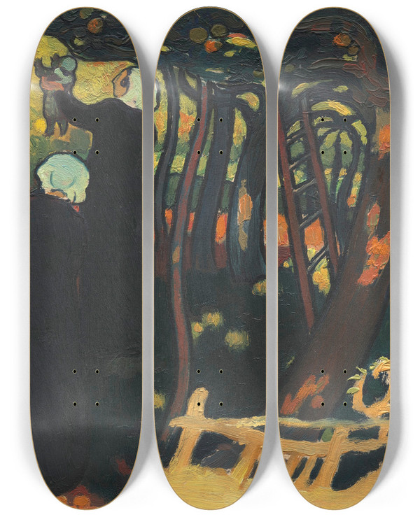 Triptych art skateboard deck of Maurice Denis Le Verger by Maurice Denis (1870-1943)