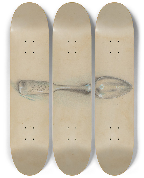 Triptych art skateboard deck of Walter W Jennings Silver Spoon by Walter W Jennings