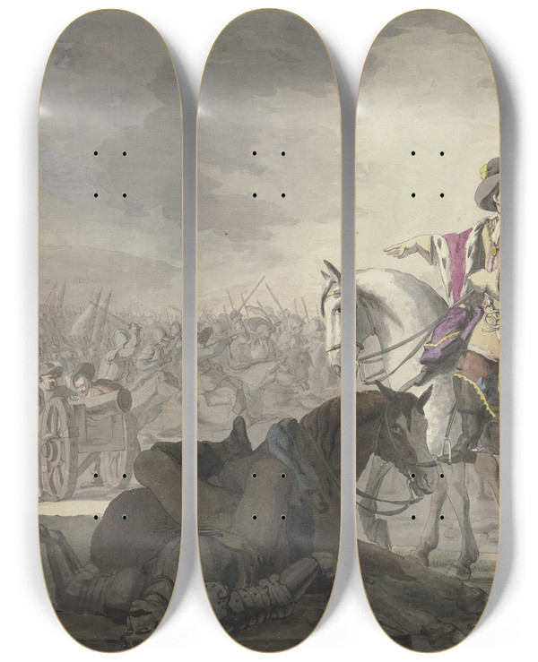 Triptych art skateboard deck of Franz Pforr Wallenstein In Der Schlacht Bei Ltzen_2 by Franz Pforr (1788-1812)