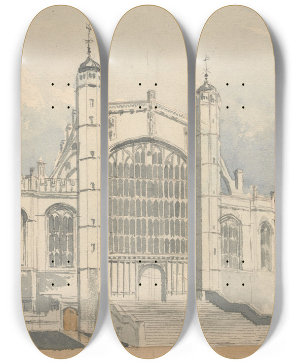 Triptych art skateboard deck of George Sidney Shepherd St Georges Chapel Windsor Berks by George Sidney Shepherd (1784-1862)