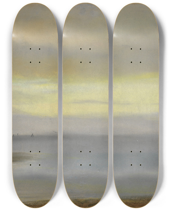 Triptych art skateboard deck of Edgar Degas Marine Soleil Couchant by Edgar Degas (1834-1917)