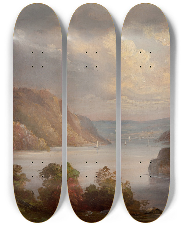 Triptych art skateboard deck of Hudson River School On The Hudson by Hudson River School (19-)