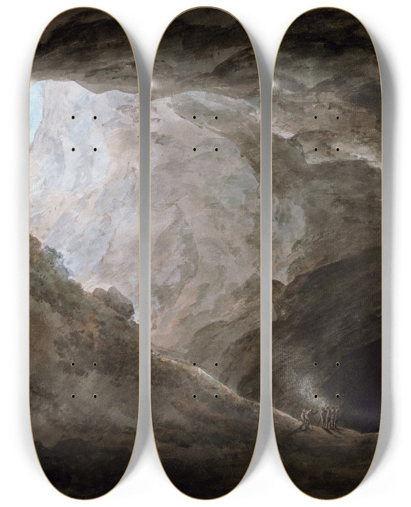 Triptych art skateboard deck of John Robert Cozens A Grotto In The Campagna by John Robert Cozens (1752-1797)