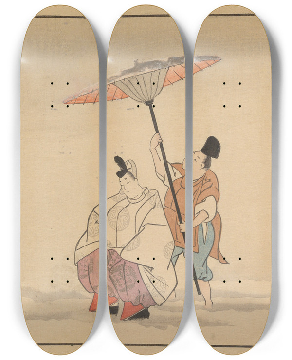 Triptych art skateboard deck of Sakai Hoitsu Sakai Hoitsu Gajo Pl18 by Sakai Hoitsu (1761-1828)
