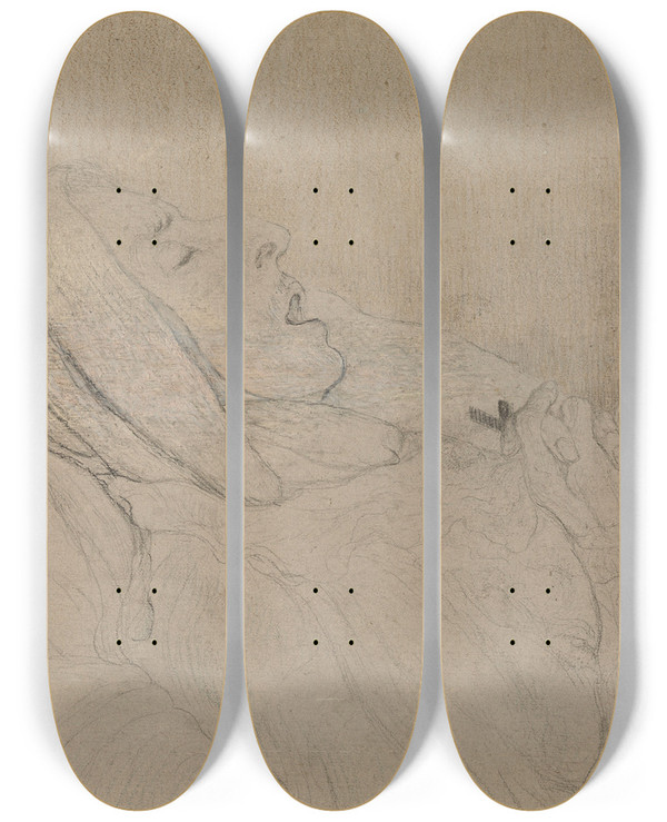 Triptych art skateboard deck of James Ensor My Dead Mother by James Ensor (1860-1949)