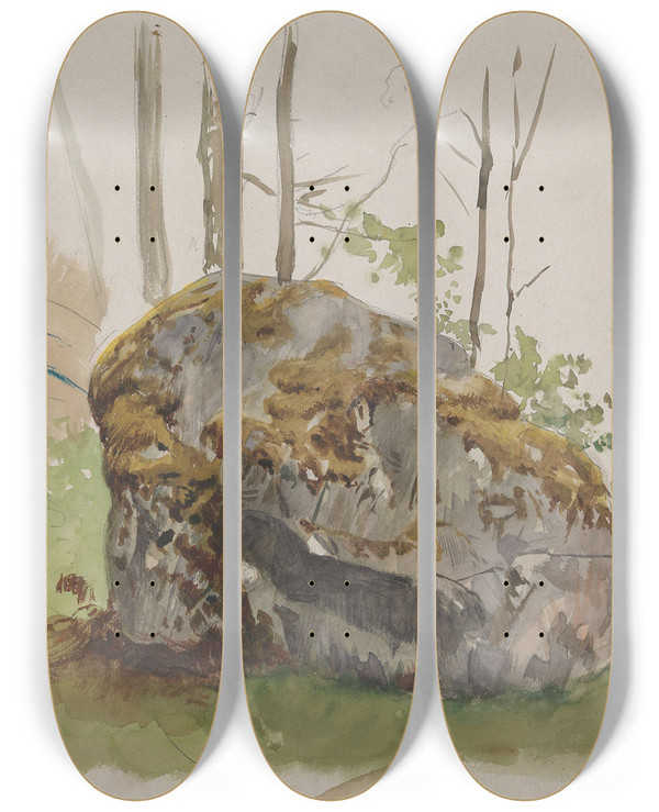 Triptych art skateboard deck of Adolph Tidemand Stein Viky by Adolph Tidemand (1814-1876)