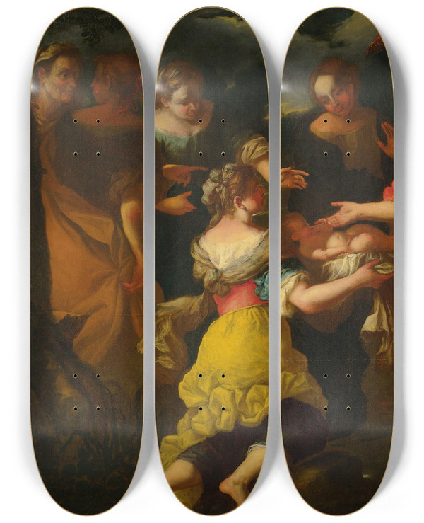Triptych art skateboard deck of Venetian School The Presentation by Venetian School