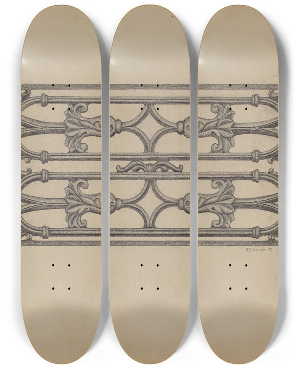 Triptych art skateboard deck of Austin L Davison Window Grille_1 by Austin L Davison