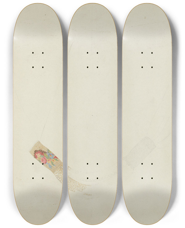 Triptych art skateboard deck of Alfred H Smith Necklace by Alfred H Smith
