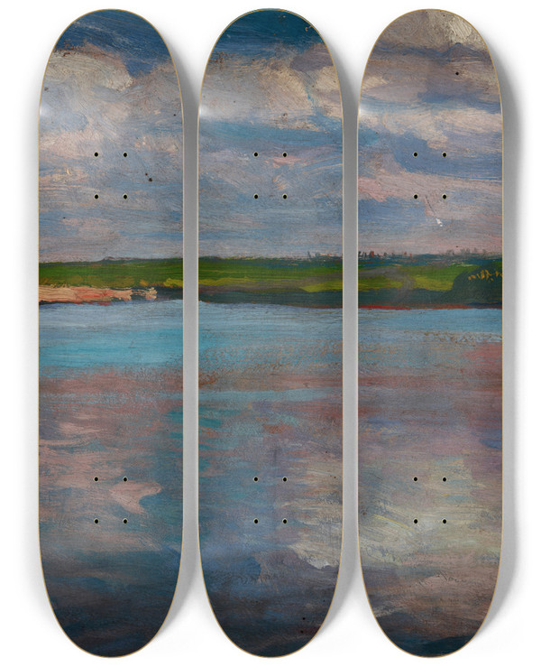 Triptych art skateboard deck of Jan Stanislawski Water In The Sun by Jan Stanislawski (1860-1907)