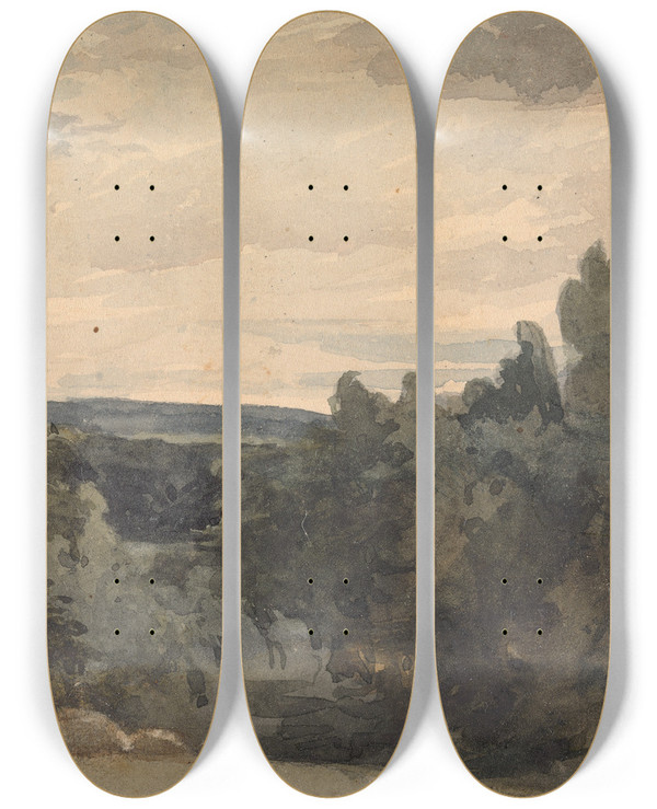 Triptych art skateboard deck of Thomas Sully Ridge Road by Thomas Sully (1783-1872)