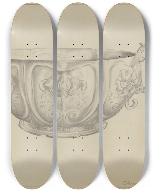 Triptych art skateboard deck of Charles Cullen Silver Bowl_2 by Charles Cullen (20-)