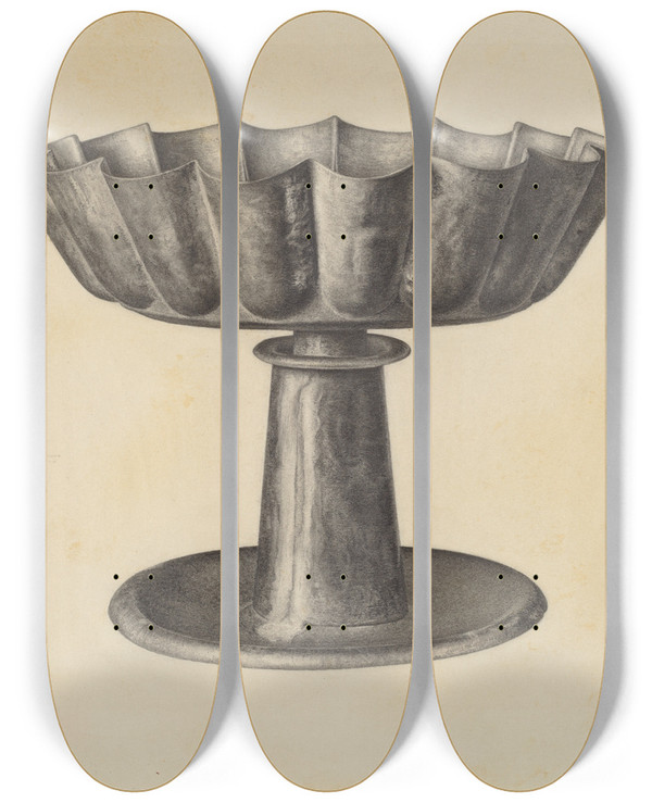 Triptych art skateboard deck of Helen Hobart Compote by Helen Hobart
