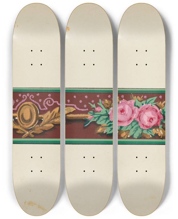Triptych art skateboard deck of John Garay Wall Paper Border_3 by John Garay