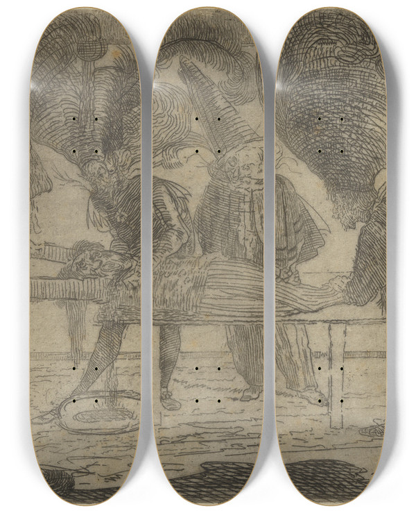 Triptych art skateboard deck of James Ensor De Moord_2 by James Ensor (1860-1949)