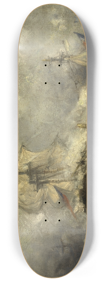 Henri Franois Schaefels - A Naval Battle 8.25 inch art skate deck