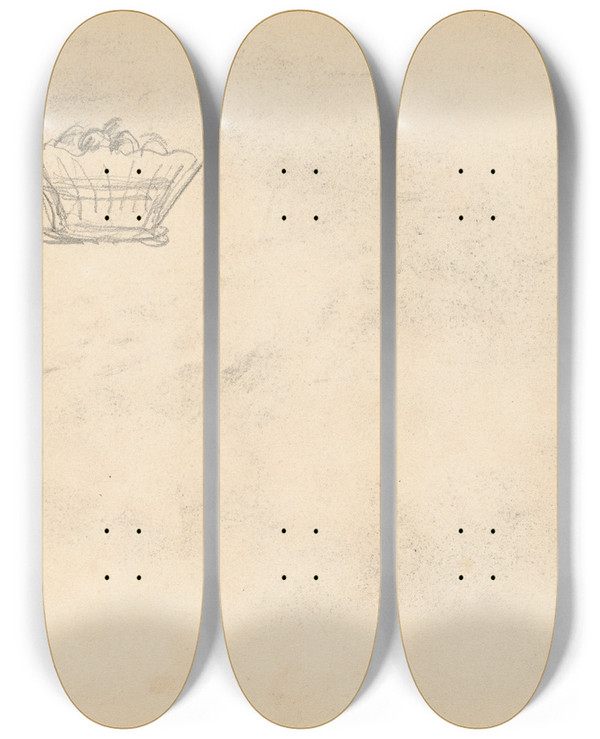 Triptych art skateboard deck of Paul Czanne Basket by Paul Cezanne (1839-1906)