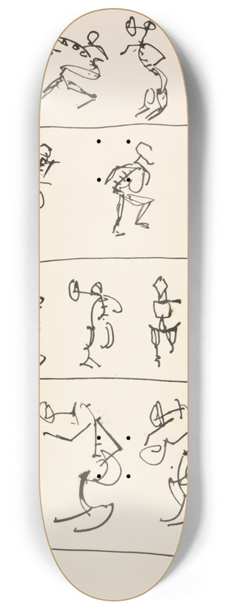Henri Gaudier-Brzeska - Four Registers of Fourteen Dancing Figures 8.25 inch art skate deck