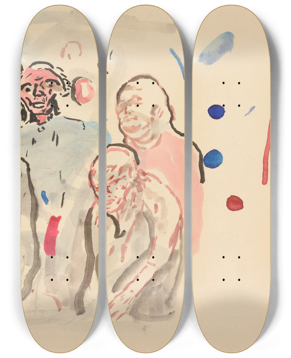 Triptych art skateboard deck of Edvard Munch Mennesker by Edvard Munch (1863-1944)