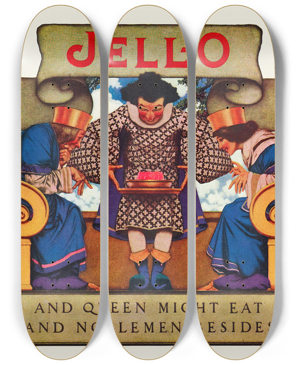 Triptych art skateboard deck of Maxfield Parrish Jello by Maxfield Parrish (1870-1966)