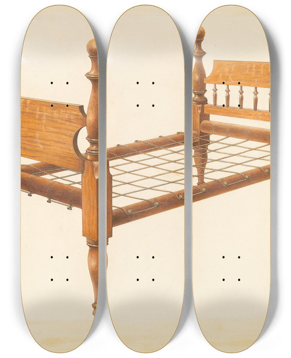 Triptych art skateboard deck of Archie Thompson Bed Bishop Hill by Archie Thompson