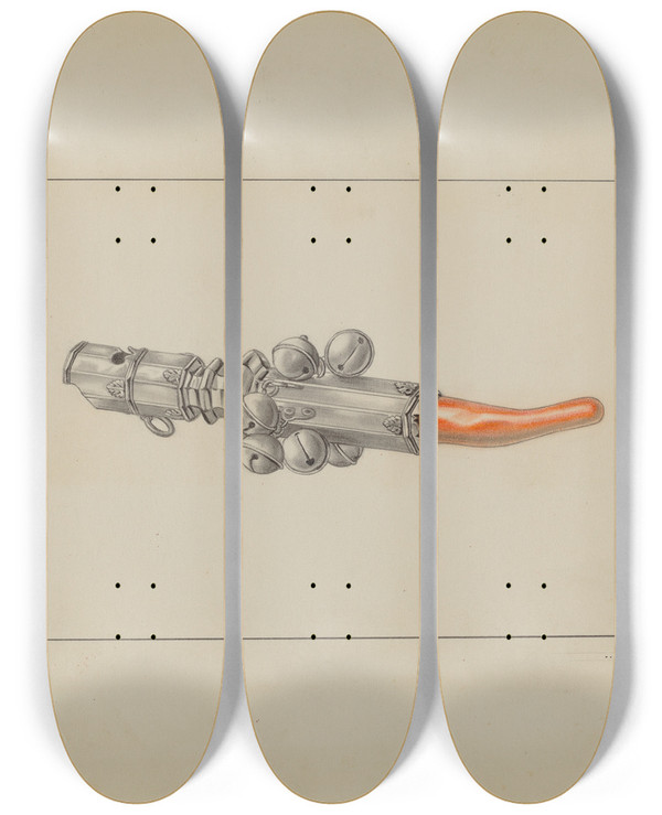 Triptych art skateboard deck of Michael Fenga Rattle by Michael Fenga (20-)