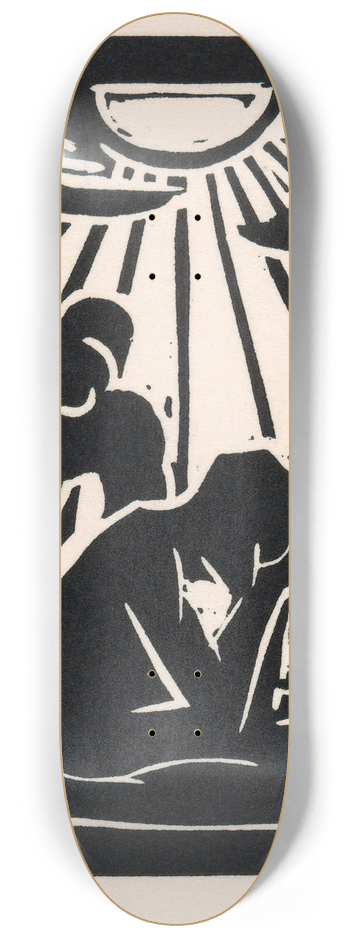 Henri Jonas - Geknielde figuur in een landschap met bomen 8.25 inch art skate deck