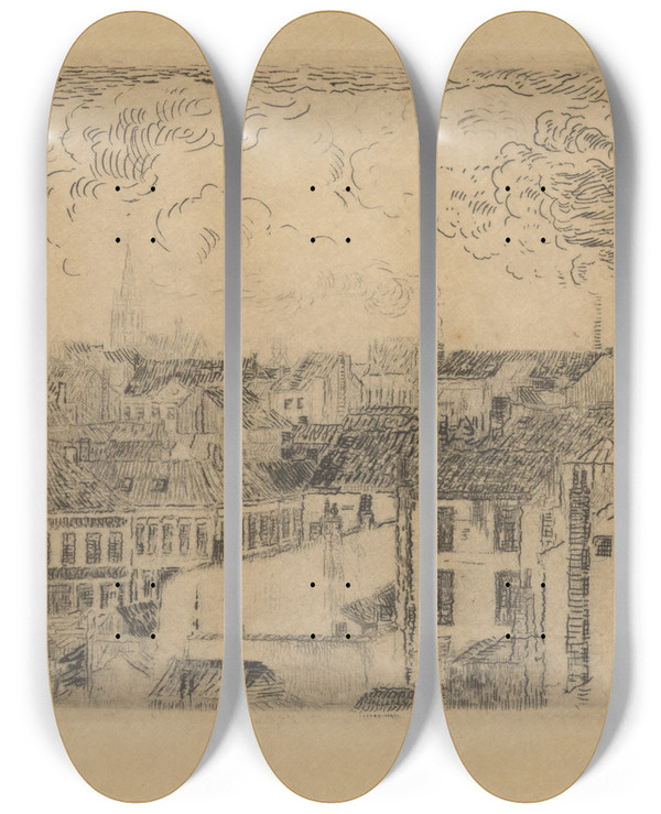 Triptych art skateboard deck of James Ensor De Daken Van Oostende by James Ensor (1860-1949)