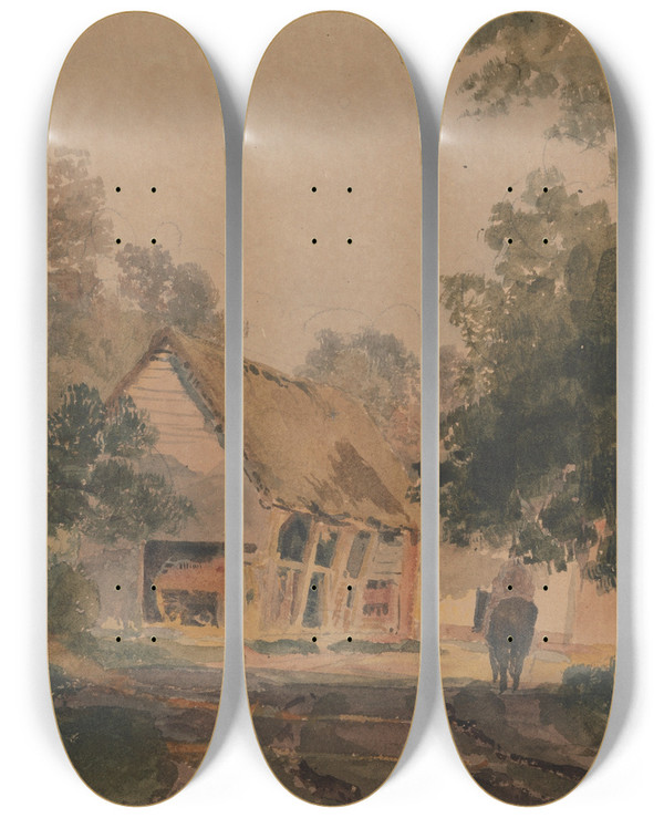 Triptych art skateboard deck of Peter Dewint Near Matlock by Peter Dewint (1784-1849)