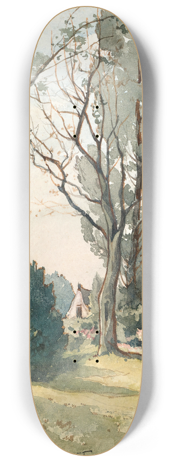 Henri-Joseph Harpignies - Maison dans les bois de Famars 8.25 inch art skate deck