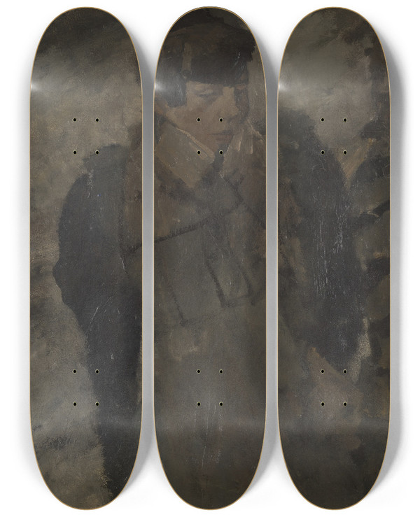 Triptych art skateboard deck of George Hendrik Breitner Winter by George Hendrik Breitner (1857-1923)