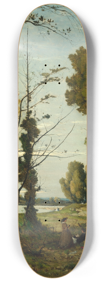 Henri-Joseph Harpignies - Reading in the forest 8.25 inch art skate deck
