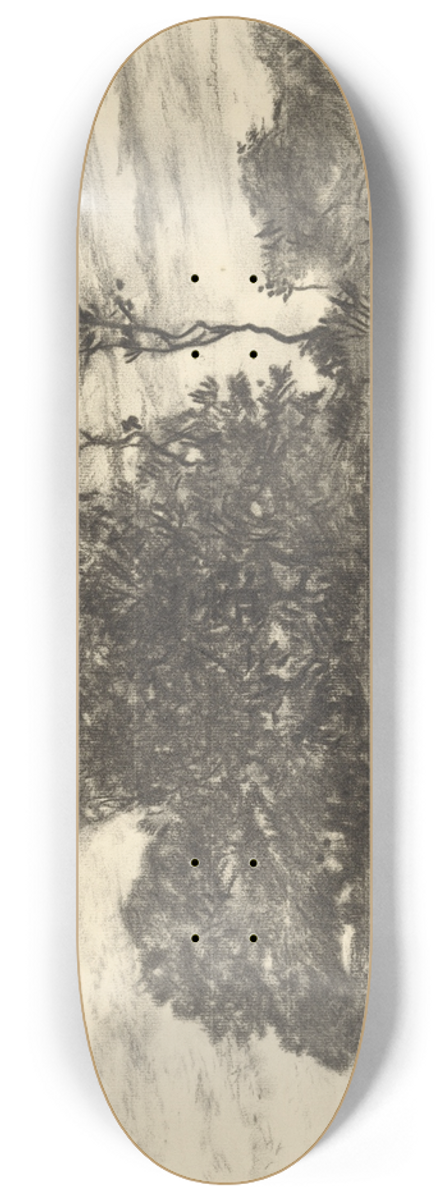 Henri-Joseph Harpignies - The Pond at Les Luneaux, Allier 8.25 inch art skate deck