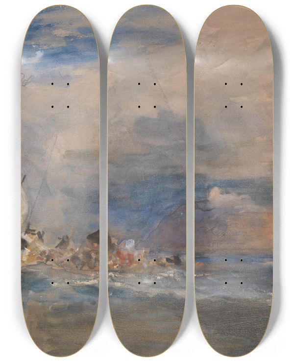 Triptych art skateboard deck of Hercules Brabazon Brabazon Folkestone by Hercules Brabazon Brabazon (1821-1906)