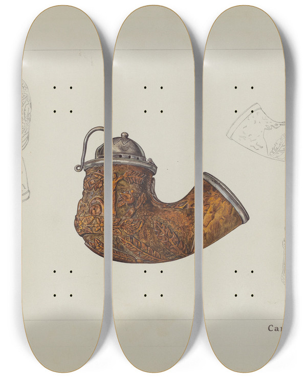 Triptych art skateboard deck of Carl Keksi Pipe Bowl_1 by Carl Keksi