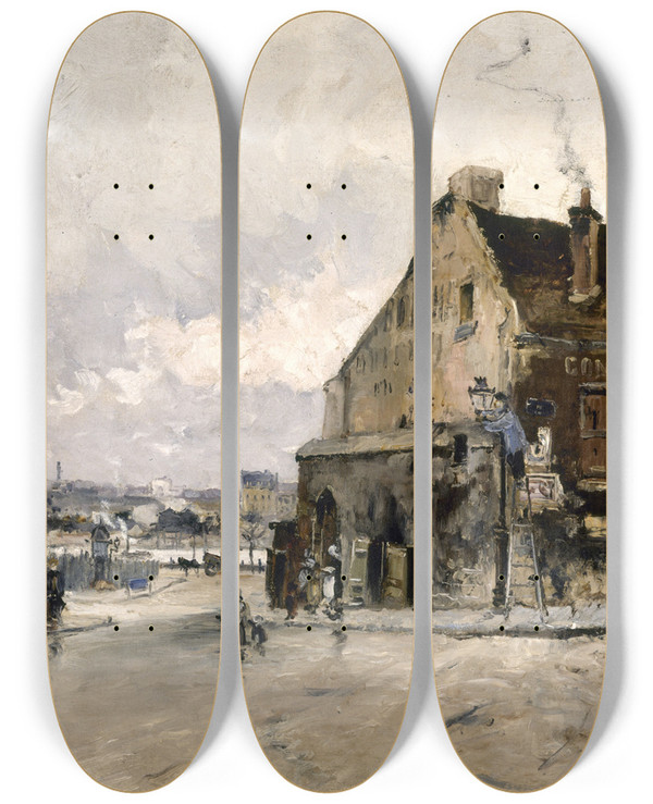 Triptych art skateboard deck of Frank Myers Boggs La Rue Beethoven Passy by Frank Myers Boggs (1855-1926)