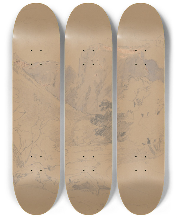 Triptych art skateboard deck of Jan Nowopack Valley by Jan Nowopacky