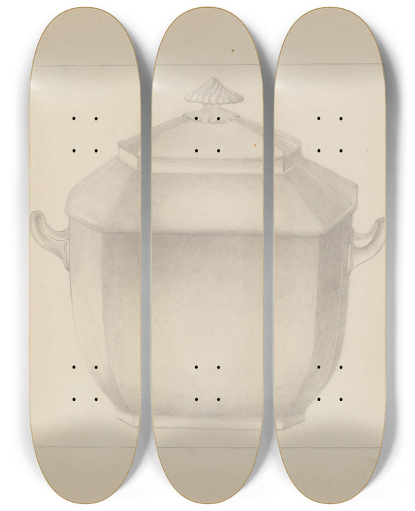 Triptych art skateboard deck of Ludmilla Calderon Sugar Bowl by Ludmilla Calderon