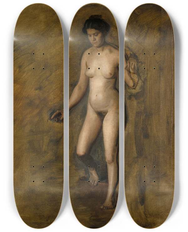 Triptych art skateboard deck of Thomas Eakins William Rushs Model by Thomas Eakins (1844-1916)