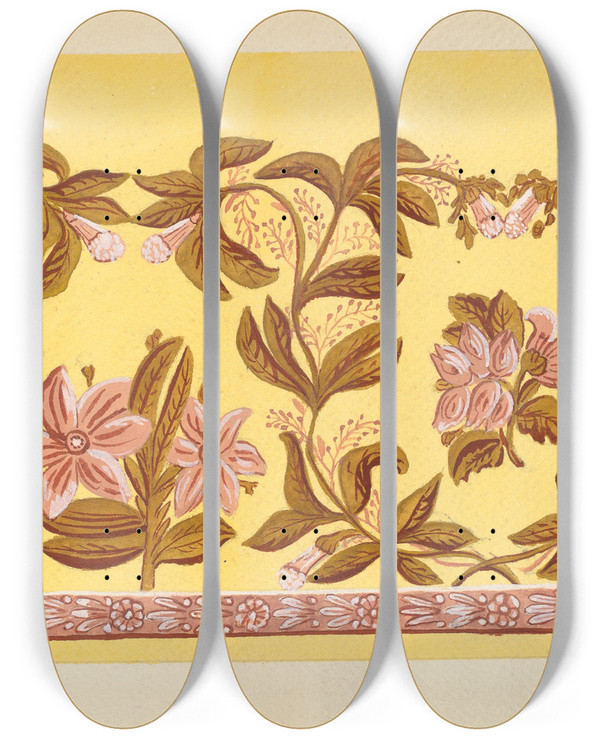 Triptych art skateboard deck of Gilbert Sackerman Bandbox_4 by Gilbert Sackerman (20-)