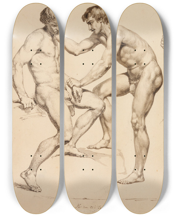 Triptych art skateboard deck of Carl Siegmund Walther Kolm Meesakti by Carl Siegmund Walther