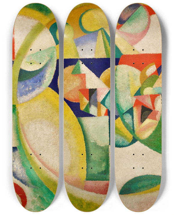 Triptych art skateboard deck of Amadeo De Souzacardoso Study B by Amadeo de Souza-Cardoso (1887-1918)