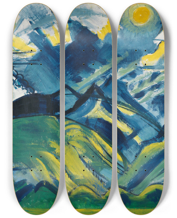 Triptych art skateboard deck of August Babberger Balmalp by August Babberger (1885-1936)
