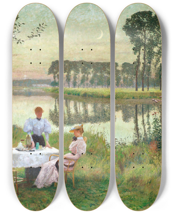 Triptych art skateboard deck of Emile Claus Soire Dt by Emile Claus (1849-1924)