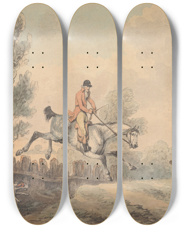 Triptych art skateboard deck of Samuel Howitt Full Cry_2 by Samuel Howitt (1756-1822)